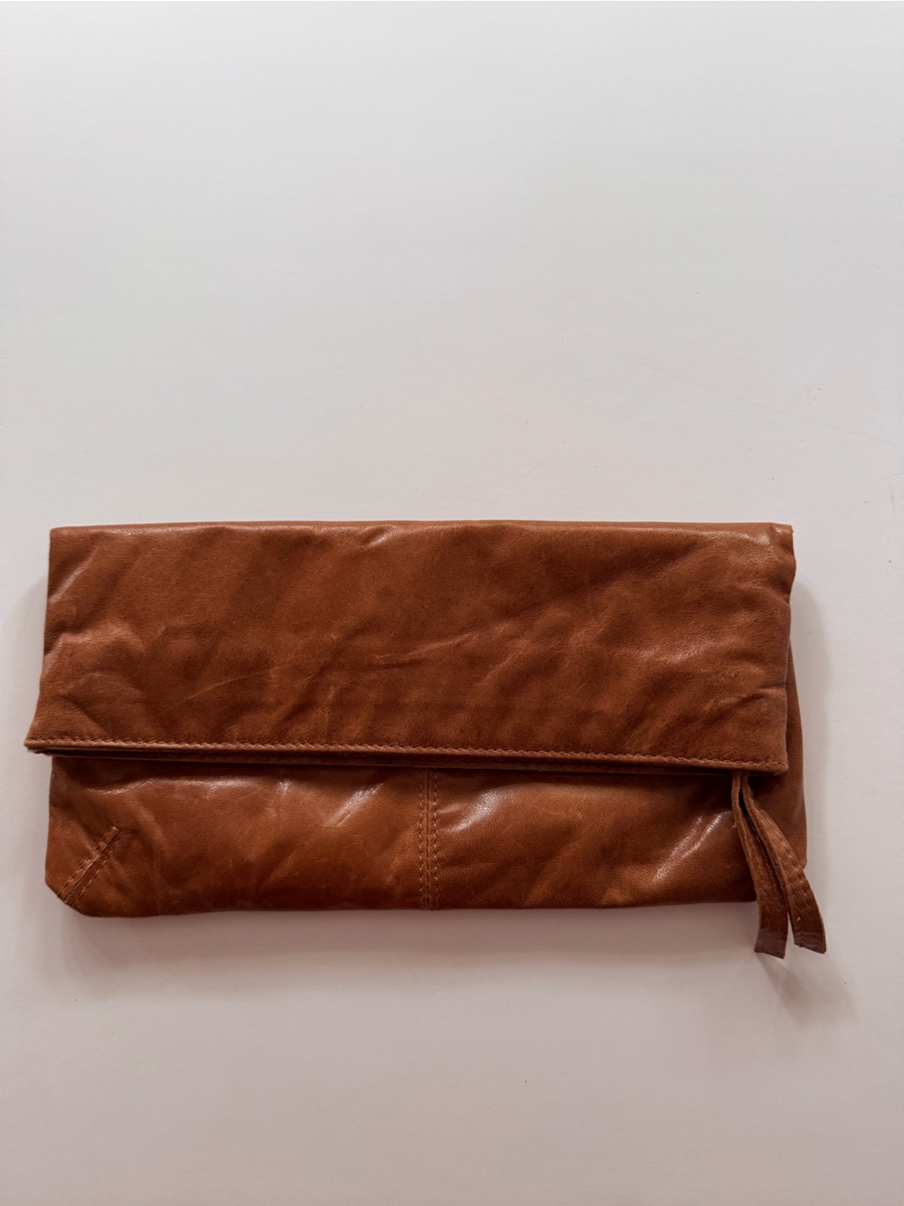 RUDSAK Cognac Leather Foldover Clutch Bag NWT